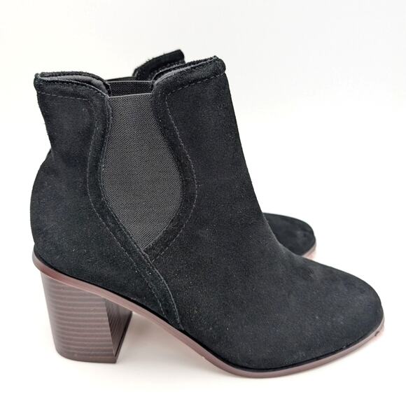 Splendid Marika Suede Block Heel Boots Almond Toe Women's Black Size US8M EU39 - Picture 3 of 12